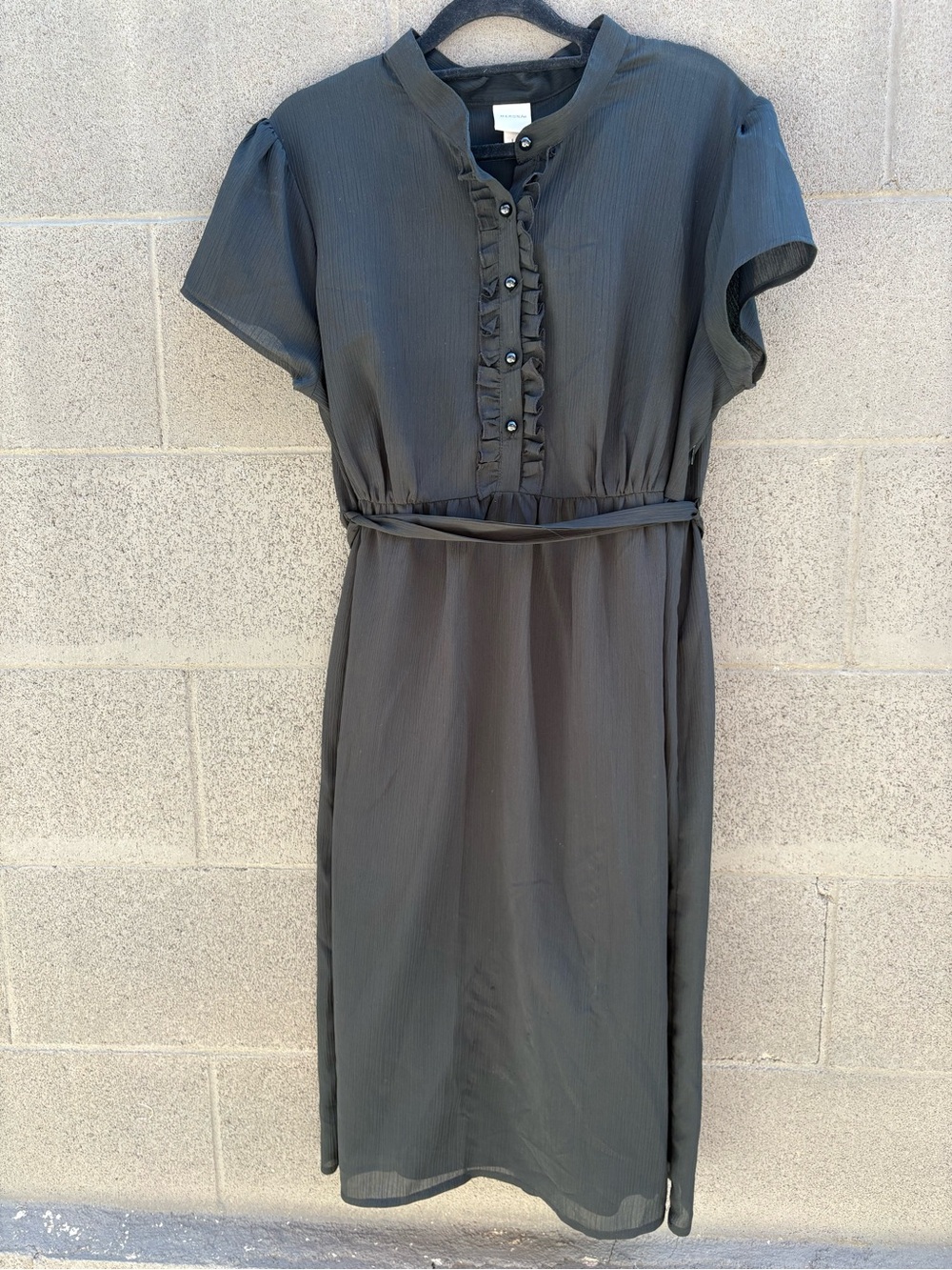 Merona Black Ruffle-Front Midi Dress